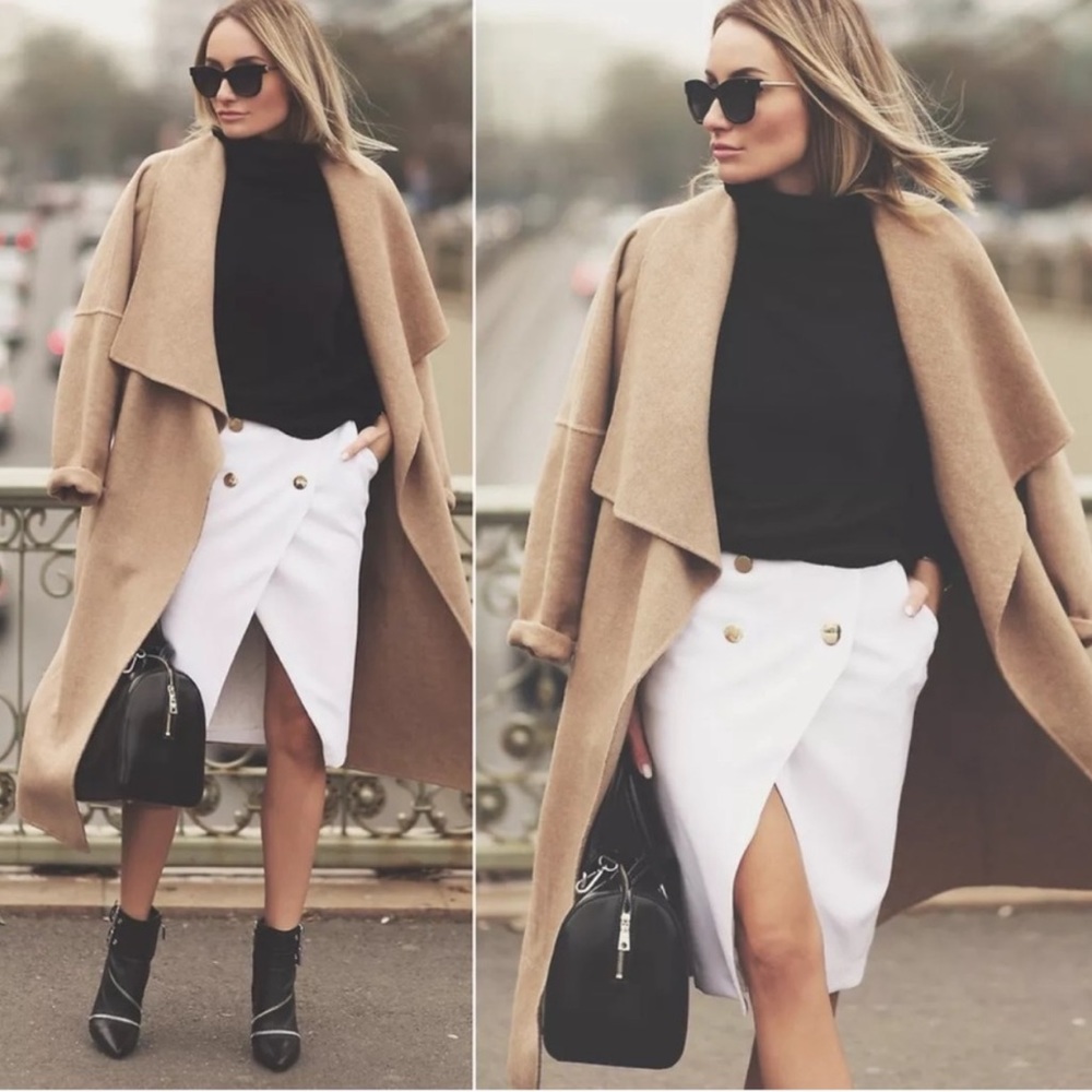 New Mango Mng Camel Wrap Drape Camel Coat - image 5